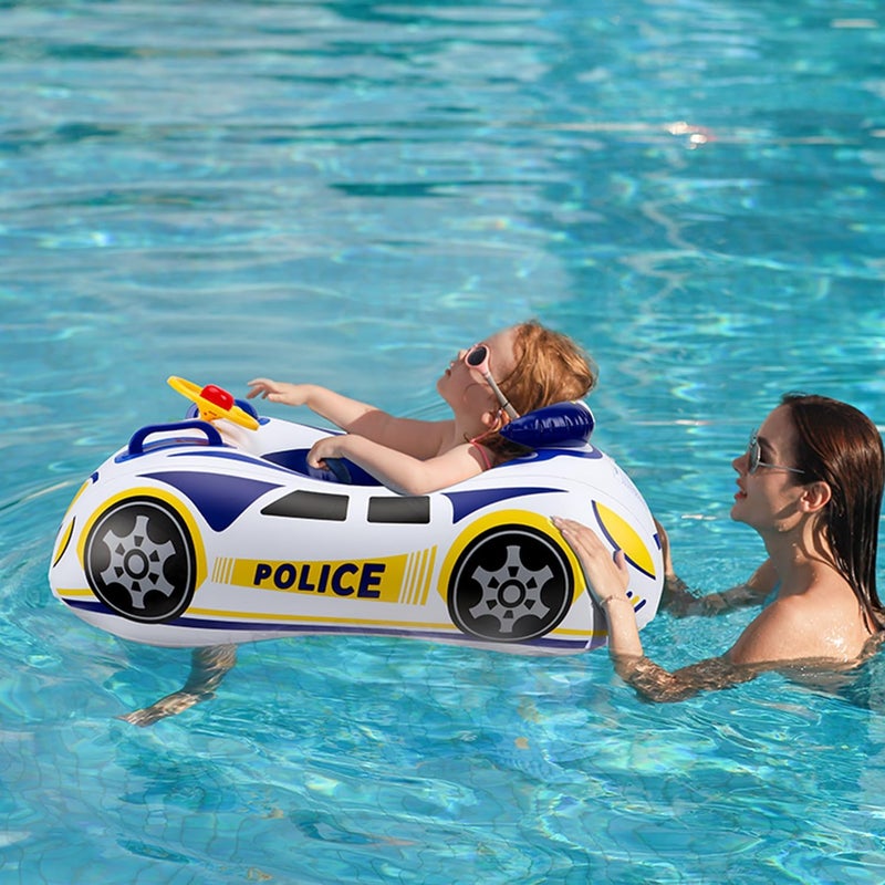 BOffer Baby Pool Float with 3D Car Design, PVC Baby Swim Float, Toddler Pool Float, Swimming Floats Seat Boat Pool Toys with Steering Wheel for 12-18, 12-24 Months, Age 2-3, 3+ Years Girl Boy - Image 5
